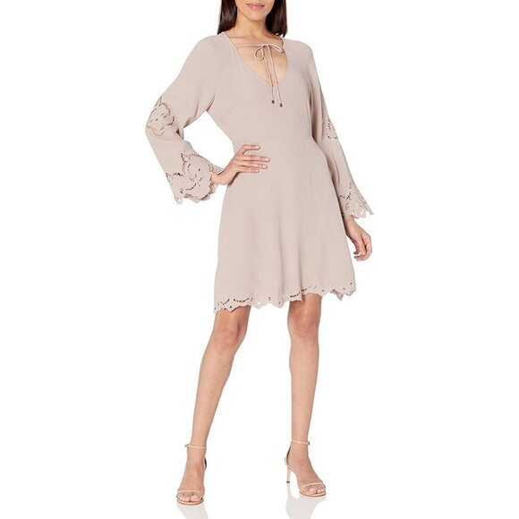 ASTR The Label Fern grey tunic medium mini dress floral cutout boho - Picture 2 of 12